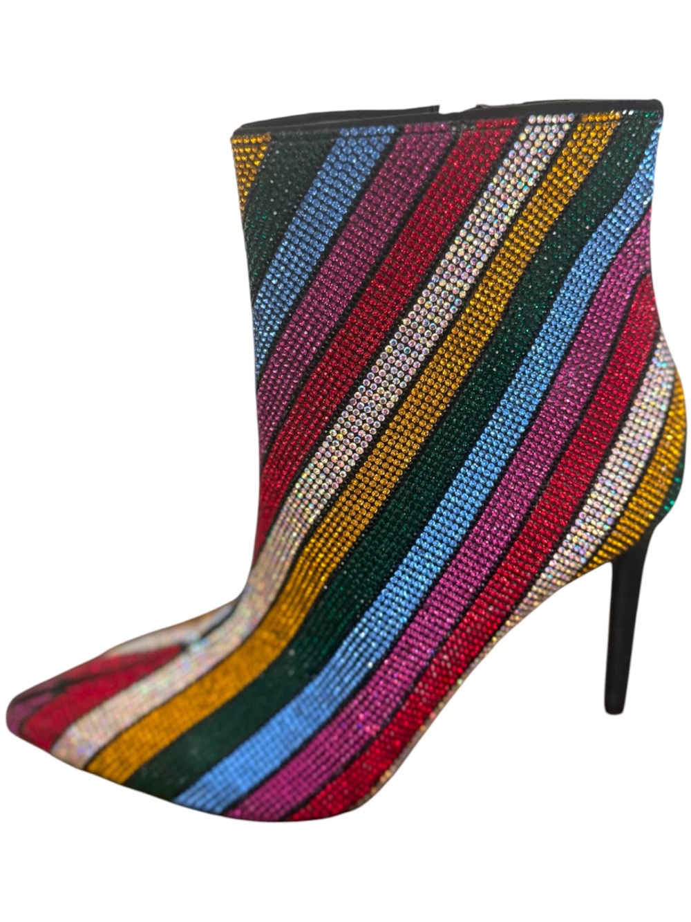 INC International Concepts Reisa2 Rainbow Rhinestone Ankle Booties 6 NWOT